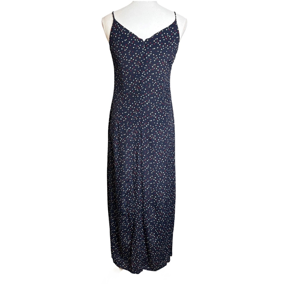 Vintage Y2K LOFT Slip Dress 8 Navy Polka Dot Maxi 90s Grunge Whimsigoth